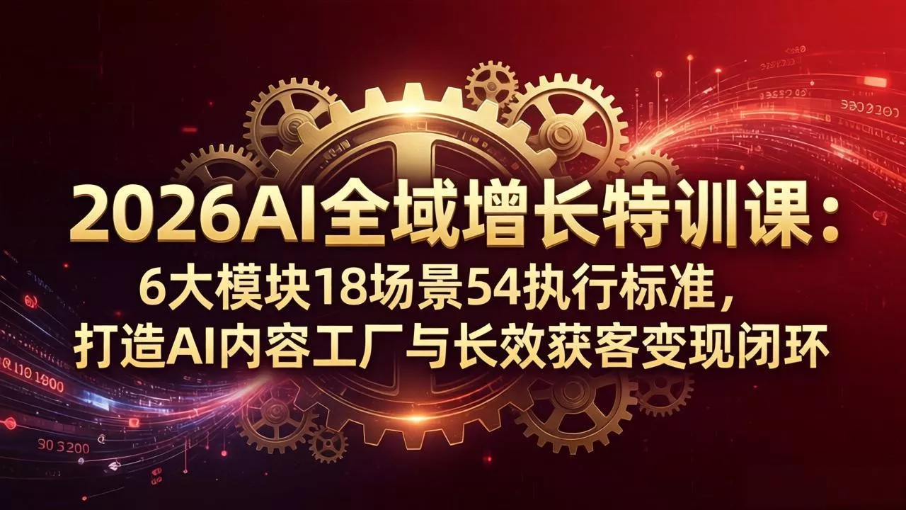 2026AI全域增长特训课：6大模块18场景54执行标准，打造AI内容工厂与长效获客变现闭环 - 付费阅读