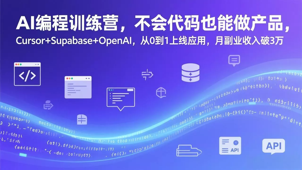 AI编程训练营，不会代码也能做产品，Cursor+Supabase+OpenAI，从0到1上线应用，月副业收入破3万 - 付费阅读