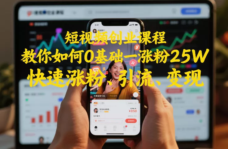 短视频创业课程，教你如何0基础一天涨粉25W，快速涨粉、引流、变现 - 付费阅读