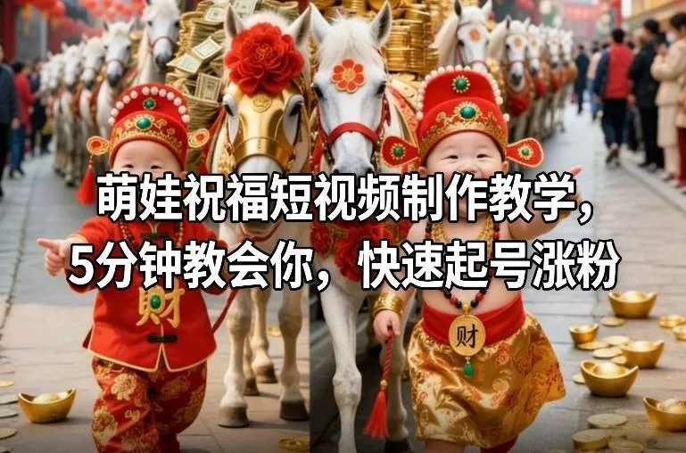 萌娃祝福短视频制作教学，5分钟教会你，快速起号涨粉 - 付费阅读