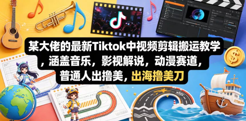 某大佬的最新Tiktok中视频剪辑搬运教学，涵盖音乐，影视解说，动漫赛道，普通人出海撸美刀 - 付费阅读