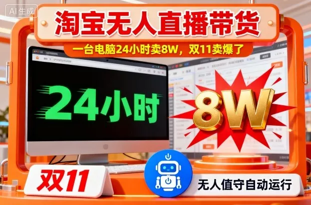 淘宝无人直播带货，一台电脑214小时卖8W，双11卖爆了【揭秘】 - 付费阅读