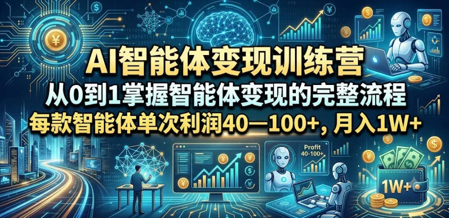 AI智能体变现训练营，从0到1掌握智能体变现的完整流程，每款智能体单次利润40—100+，月入1W+ - 付费阅读
