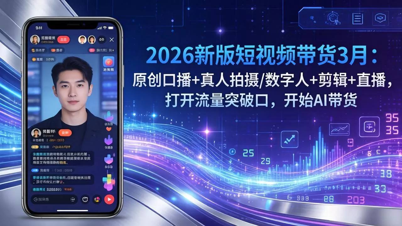 2026新版短视频带货3月：原创口播+真人拍摄/数字人+剪辑+直播，打开流量突破口，开始AI带货 - 付费阅读