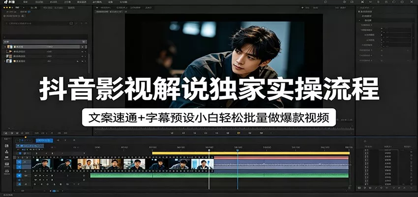 抖音影视解说独家实操流程，文案速通+字幕预设小白轻松批量做爆款视频 - 付费阅读