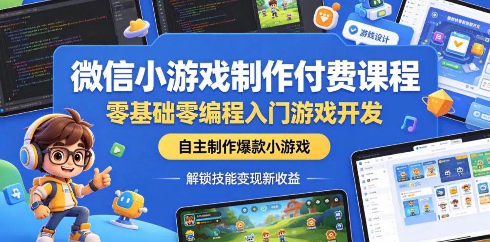微信小游戏制作付费课程，零基础零编程入门游戏开发，自主制作爆款小游戏，解锁技能变现新收益 - 付费阅读