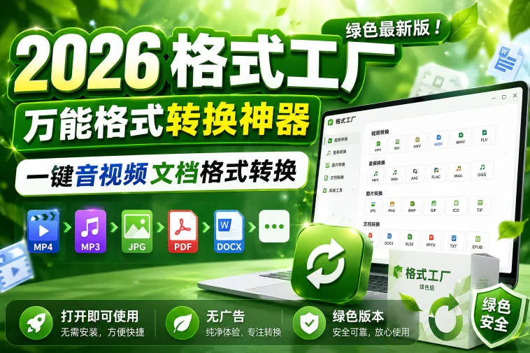 2026格式工厂绿色最新版！万能格式转换神器，一键音视频文档格式转换，打开即可使用，无广告绿色版本 - 付费阅读