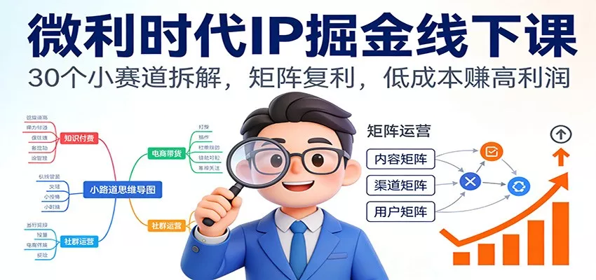 微利时代IP掘金线下课：30个小赛道拆解，矩阵复利，低成本赚高利润 - 付费阅读