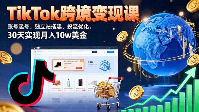 TikTok跨境变现课：账号起号、独立站搭建、投流优化，30天实现月入10w美金 - 付费阅读