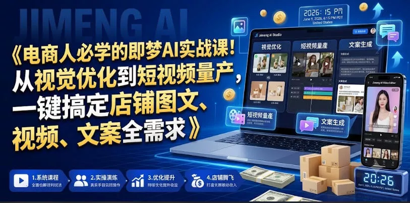 电商人必学的即梦AI实战课！从视觉优化到短视频量产，一键搞定店铺图文、视频、文案全需求 - 付费阅读