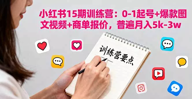 小红书15期训练营：0-1起号+爆款图文视频+商单报价，普遍月入5k-3w - 付费阅读