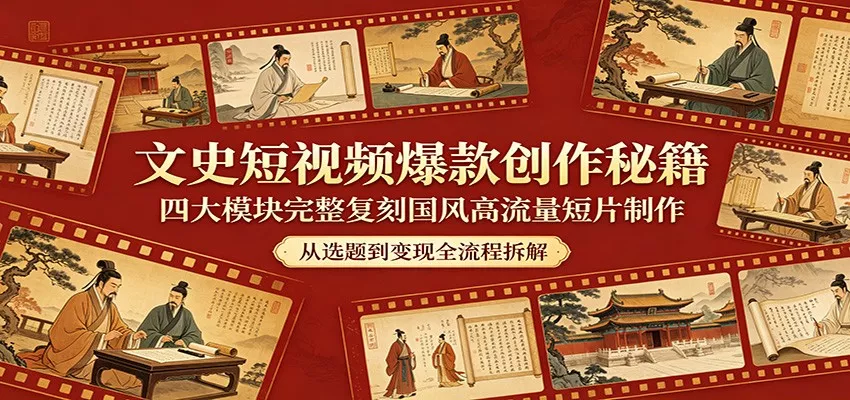 文史短视频爆款创作秘籍：四大模块完整复刻国风高流量短片制作 - 付费阅读