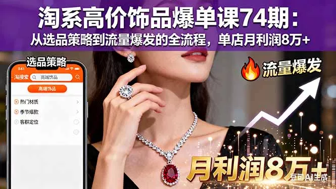 淘系高价饰品爆单课74期：从选品策略到流量爆发的全流程，单店月利润8万+ - 付费阅读