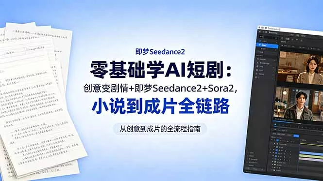 零基础学AI短剧：创意变剧情+即梦Seedance2+Sora2，小说到成片全链路 - 付费阅读