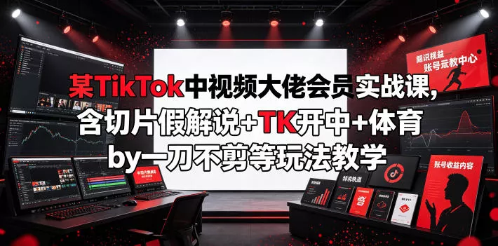 某TikTok中视频大佬会员实战课，含切片假解说+TK开中+体育by一刀不剪等玩法教学 - 付费阅读