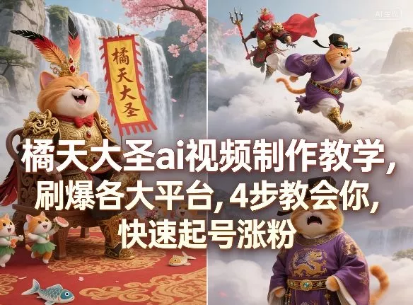 橘天大圣ai视频制作教学，刷爆各大平台，4步教会你，快速起号涨粉 - 付费阅读
