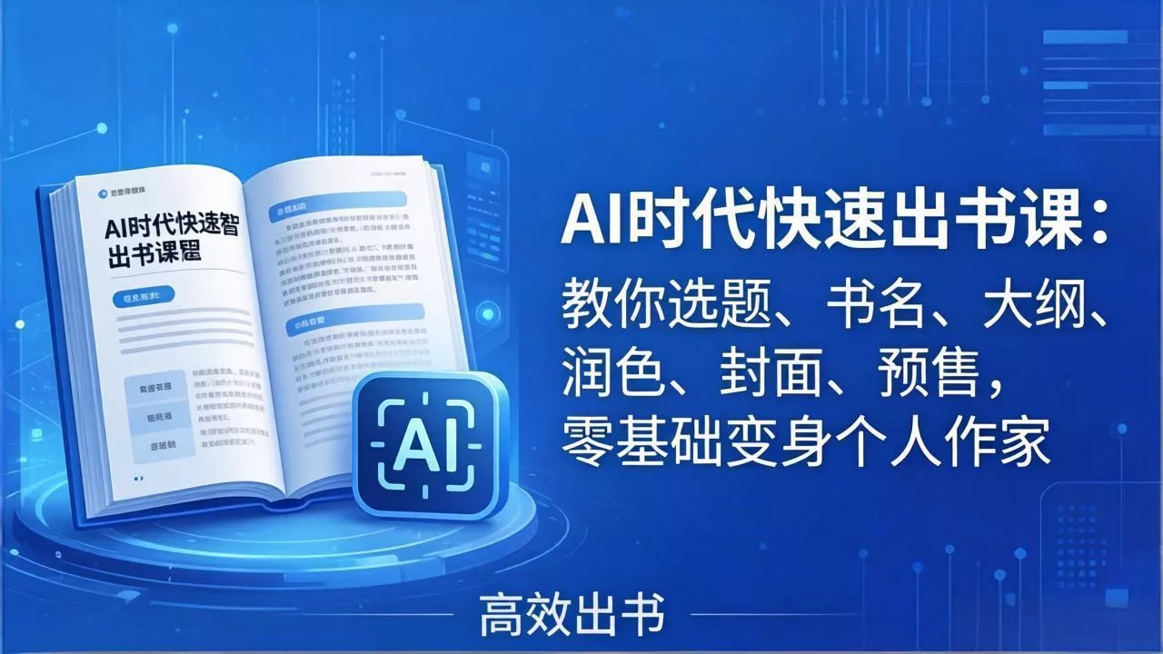 AI时代7天闪电出书课：教你选题、书名、大纲、润色、封面、预售，零基础变身个人作家 - 付费阅读