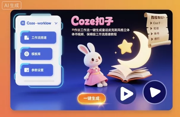 Coze扣子工作流一键生成童话皮克斯风格立体书视频，保姆级工作流搭建教程 - 付费阅读