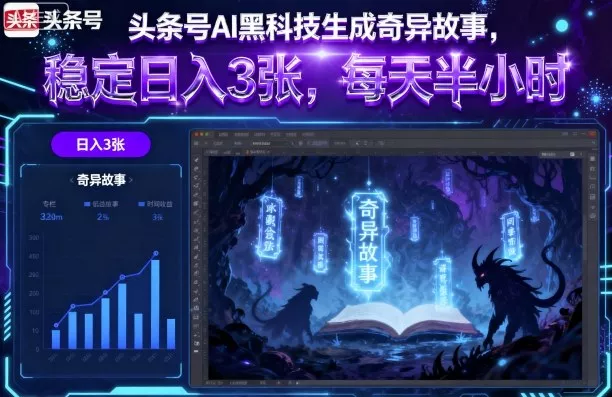头条号AI黑科技生成奇异故事，稳定日入3张，每天半小时 - 付费阅读