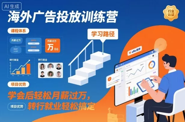 海外广告投放训练营，学会后轻松月薪过万，转行就业轻松搞定 - 付费阅读