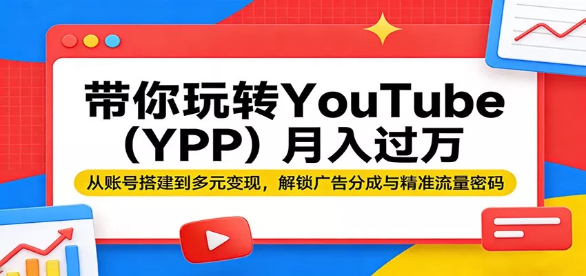 带你玩转YouTube(YPP)月入过万：从账号搭建到多元变现，解锁广告分成与精准流量密码 - 付费阅读