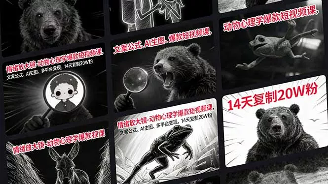 情绪放大镜-动物心理学爆款短视频课，文案公式、AI生图、多平台变现，14天复制20W粉 - 付费阅读