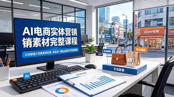 AI电商实体营销素材完整课程，AI创意短片完美复刻实景，实体店一键生成宣传引流短视频 - 付费阅读