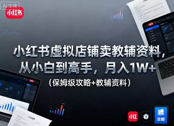 小红书虚拟店铺卖教辅资料，从小白到高手，月入1W+(保姆级攻略+教辅资料) - 付费阅读