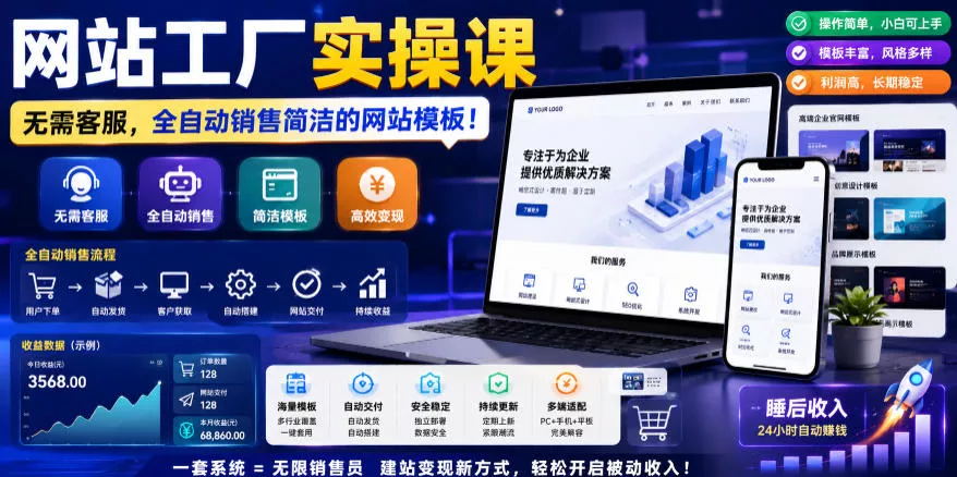 网站工厂实操课，无需客服，网站模板自动赚钱！【原创双语字幕】 - 付费阅读