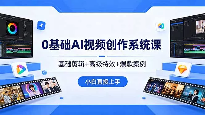0基础AI视频创作系统课，基础剪辑+高级特效+爆款案例，小白直接上手 - 付费阅读