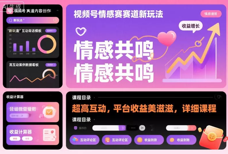 视频号情感赛道新玩法，超高互动，平台收益美滋滋，详细课程 - 付费阅读