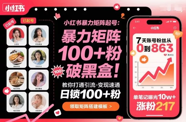 小红书暴力矩阵起号，教你打通引流-变现速通，日锁100+粉，破流量黑盒 - 付费阅读