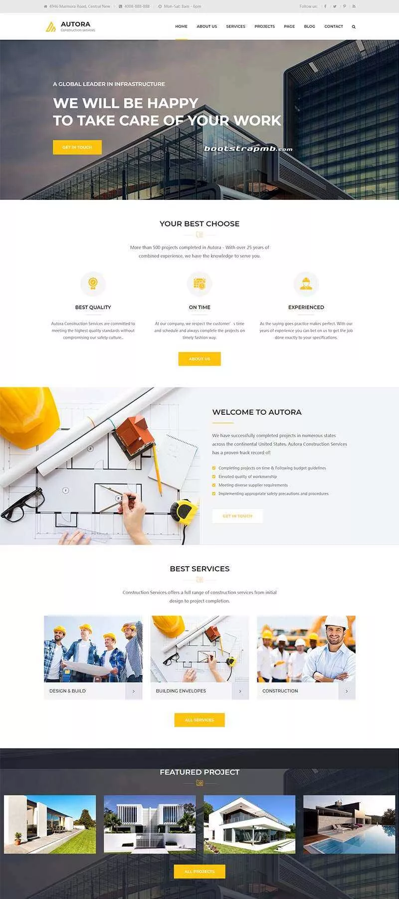 Bootstrap响应式的房地产建筑企业网站HTML模板 - 付费阅读