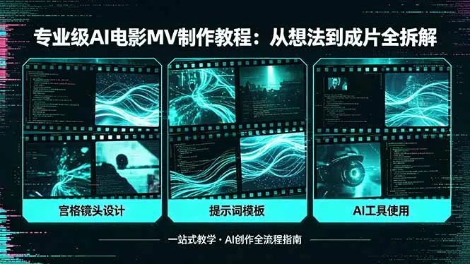 专业级AI电影MV制作教程，从想法到成片全拆解，宫格镜头+提示词模板+AI工具一站式教学 - 付费阅读