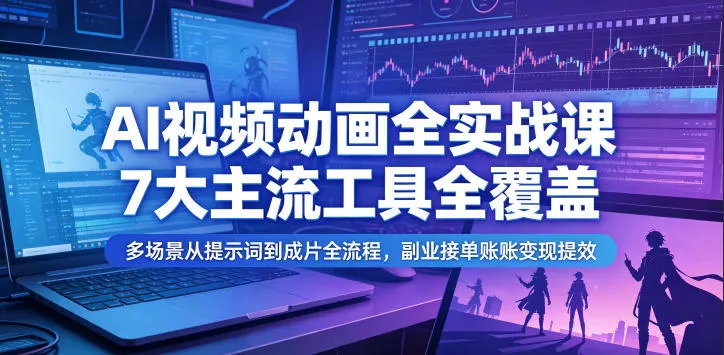 AI视频动画全实战课，7大主流工具全覆盖，多场景从提示词到成片全流程，副业接单账号变现提效 - 付费阅读