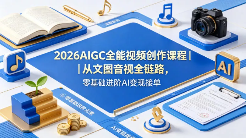 2026AIGC全能视频创作课程｜从文图音视全链路，零基础进阶AI变现接单 - 付费阅读