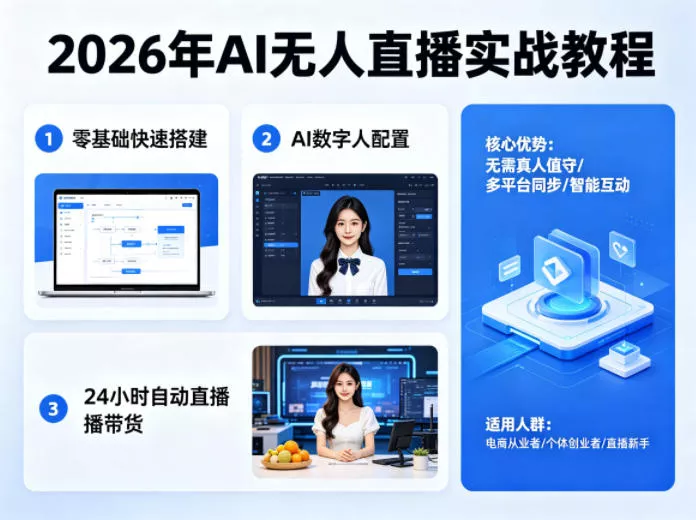 2026年AI无人直播实战教程，零基础也能快速搭建AI数字人无人直播间，实现24小时自动直播带货 - 付费阅读