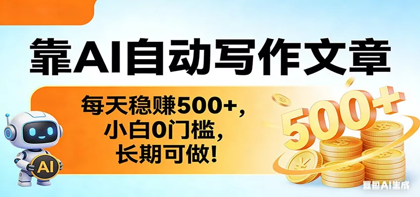 靠AI自动写作文章，每天稳赚500+，小白0门槛，长期可做！ - 付费阅读