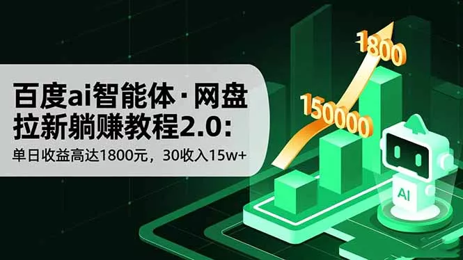 百度ai智能体·网盘拉新躺赚教程2.0：单日收益高达1800元，30收入15w+ - 付费阅读