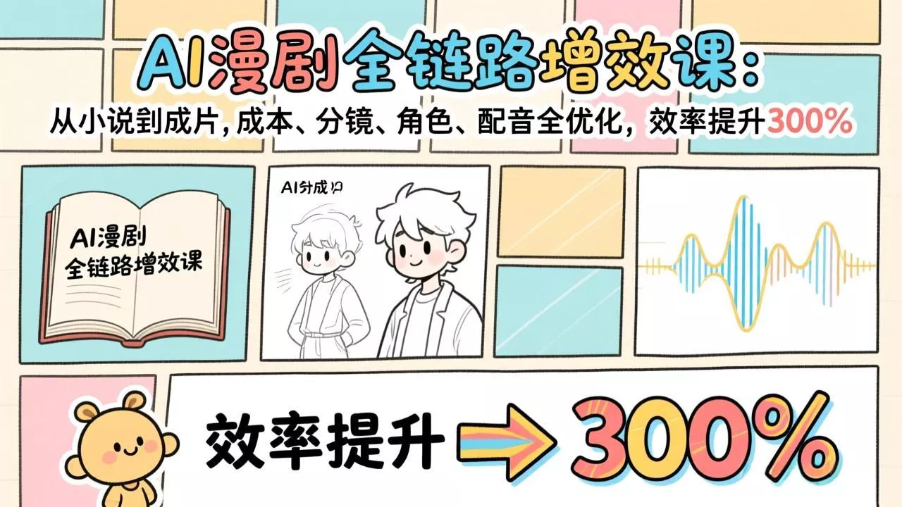 AI漫剧全链路增效课：从小说到成片，成本、分镜、角色、配音全优化，效率提升300% - 付费阅读
