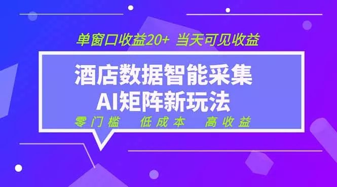 2026酒店数据采集ai智能矩阵新风口 低成本 高收益 当天见收益 单窗口20+ - 付费阅读