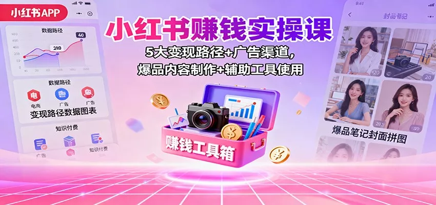 小红书赚钱实操课：5大变现路径+广告渠道，爆品内容制作+辅助工具使用 - 付费阅读
