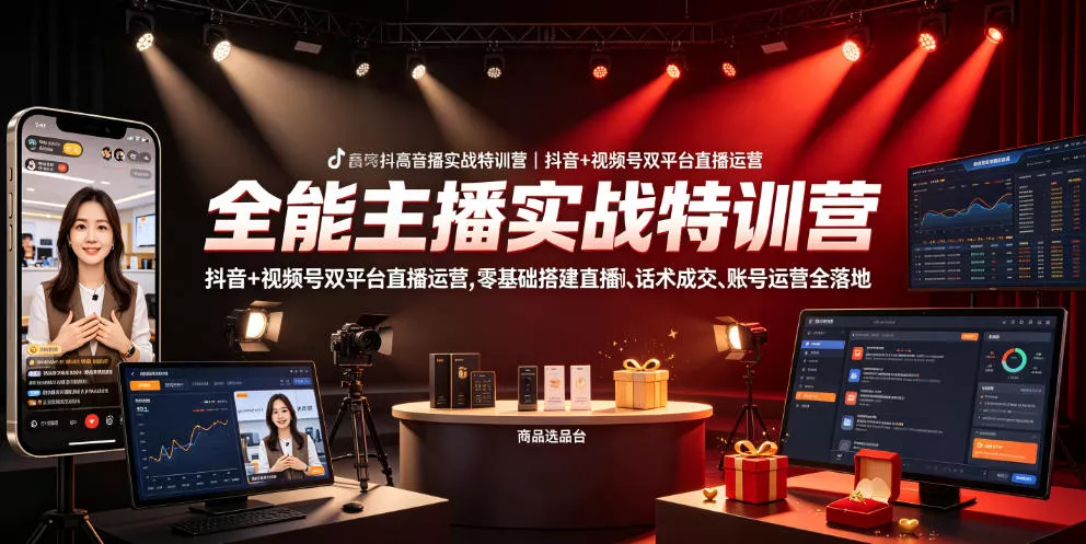 全能主播实战特训营｜抖音+视频号双平台直播运营，零基础搭建直播间、精准选品、话术成交、账号运营全落地 - 付费阅读