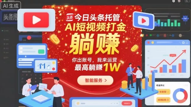 今日头条托管，AI短视频打金，你出账号，我来运营，最高躺賺1W【揭秘】 - 付费阅读