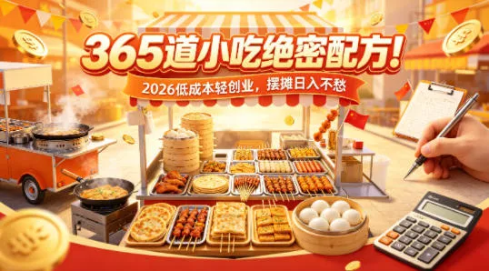 365道小吃绝密配方！2026低成本轻创业，摆摊日入不愁 - 付费阅读