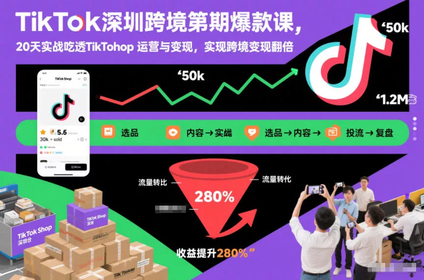 TikTok深圳跨境第2期爆款课，20天实战吃透TikTok Shop运营与变现，实现跨境变现翻倍 - 付费阅读