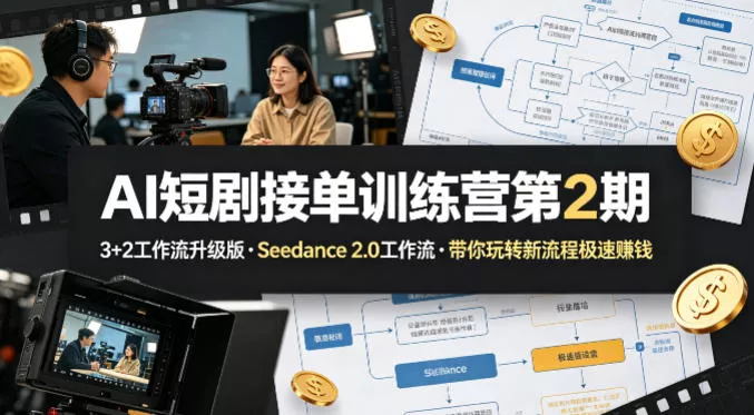 AI短剧接单训练营第2期，3+2工作流升级版，Seedance 2.0工作流，带你玩转新流程极速賺钱 - 付费阅读