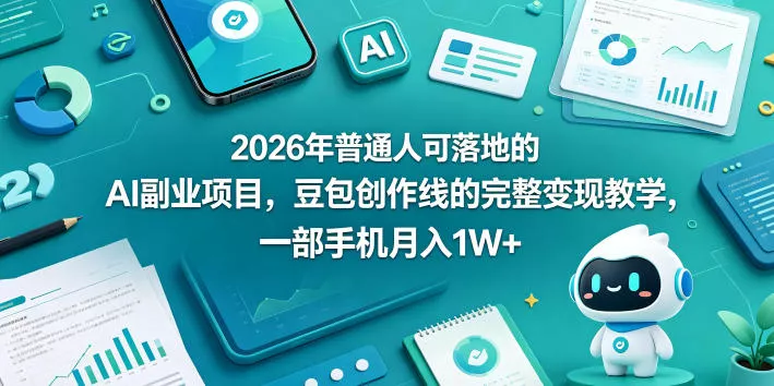 2026年普通人可落地的AI副业项目，豆包创作线的完整变现教学，一部手机月入1W+ - 付费阅读