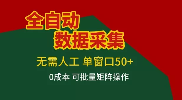 全自动数据采集项目，无需人工，单窗口可达50+收益，操作简单无难度，一个人也能轻松实现矩阵【揭秘】 - 付费阅读