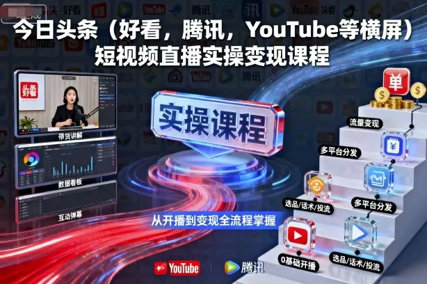 今日头条(好看，腾讯，YouTube等横屏)短视频直播实操变现课程 - 付费阅读